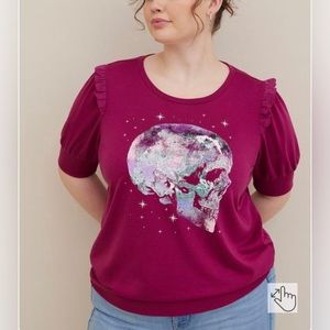 Graphic Classic French Terry Short Sleeve Lightweight Sweatshirt. Size Torrid 2